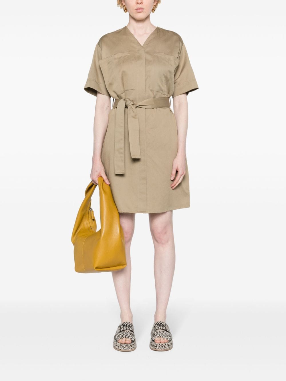 Shop Calvin Klein Belted Shift Minidress In Neutrals