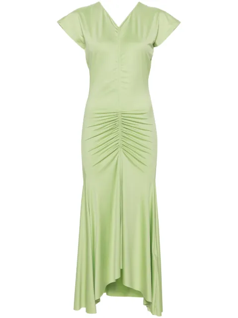 Victoria Beckham ruched V-neck midi dress