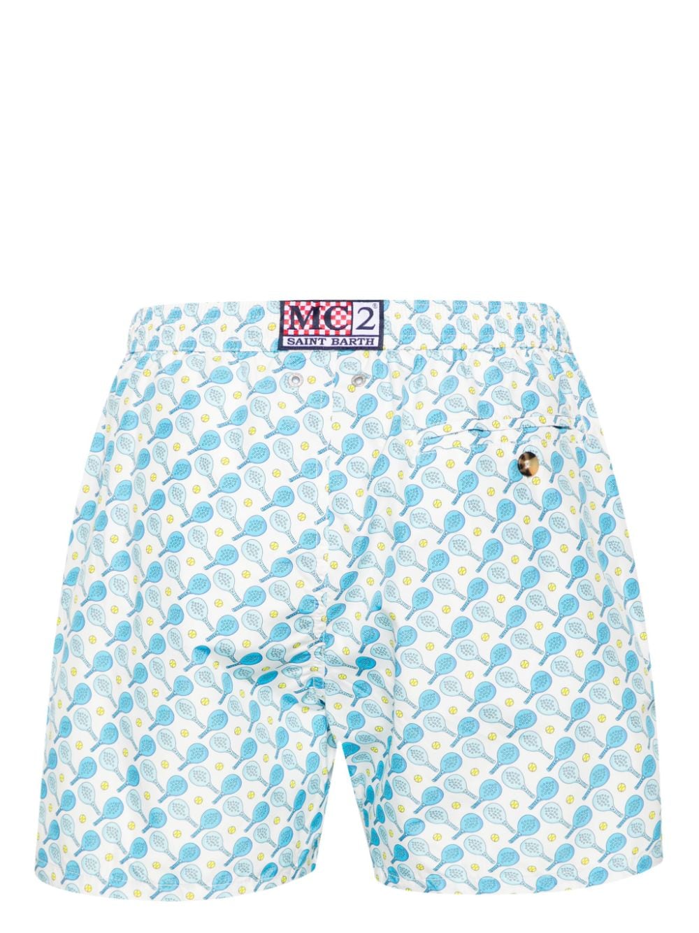 Shop Mc2 Saint Barth Padel Rackets-print Swim Shorts In 白色