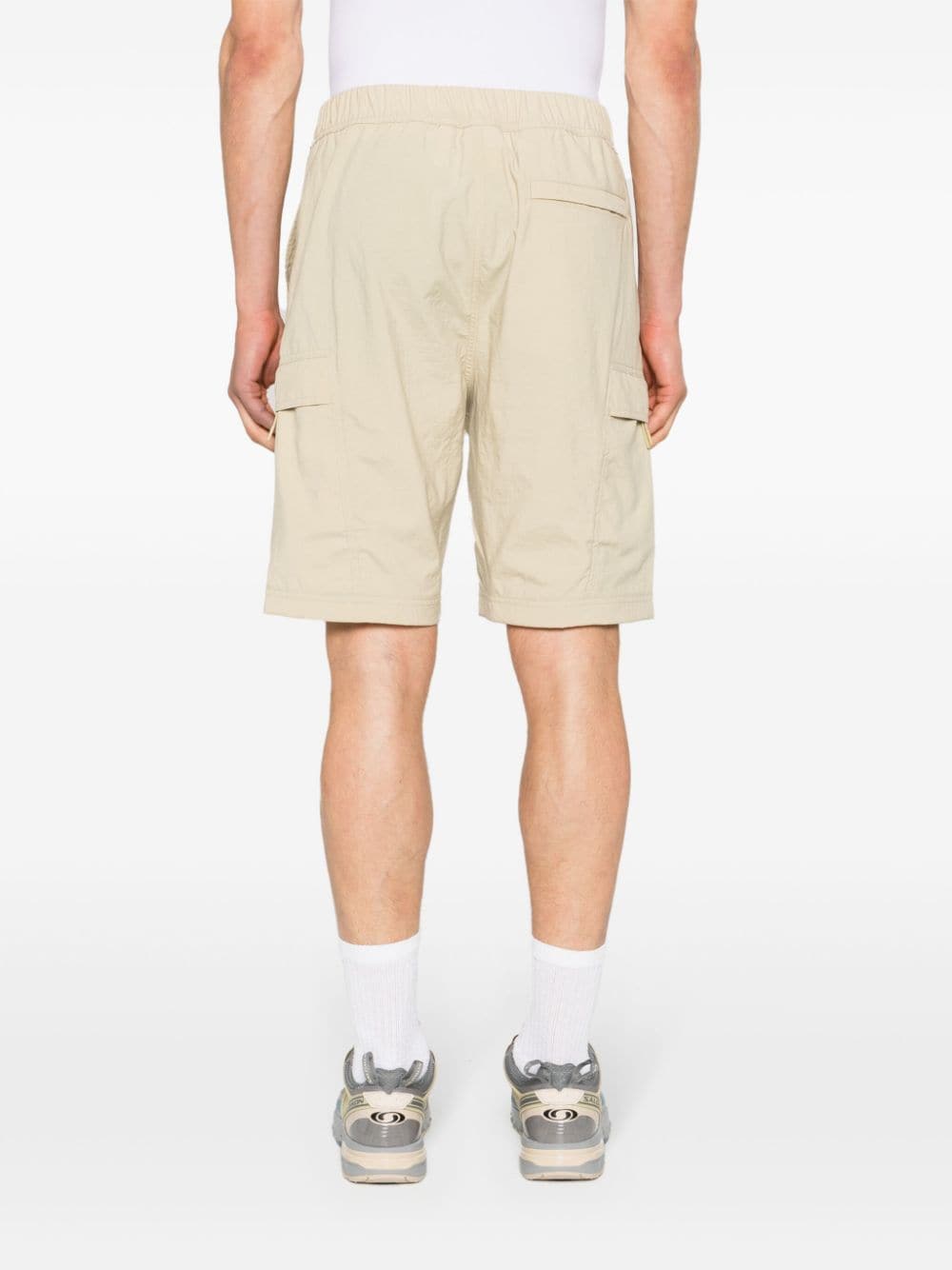 Shop Adidas Originals Logo-patch Elasticated-waist Shorts In Neutrals