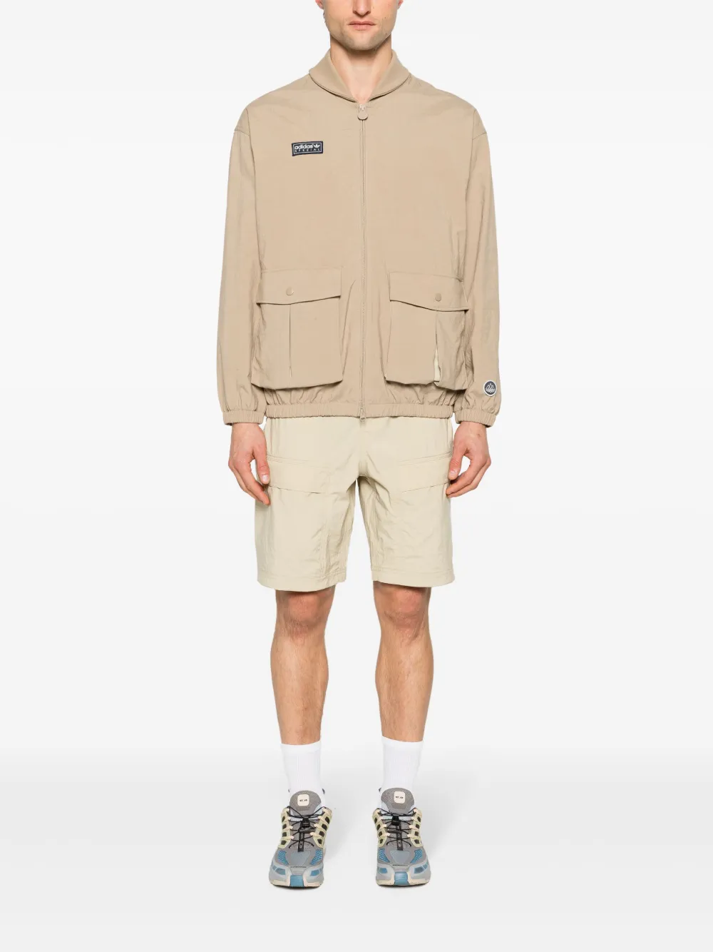 adidas logo-patch elasticated-waist shorts - Neutrals