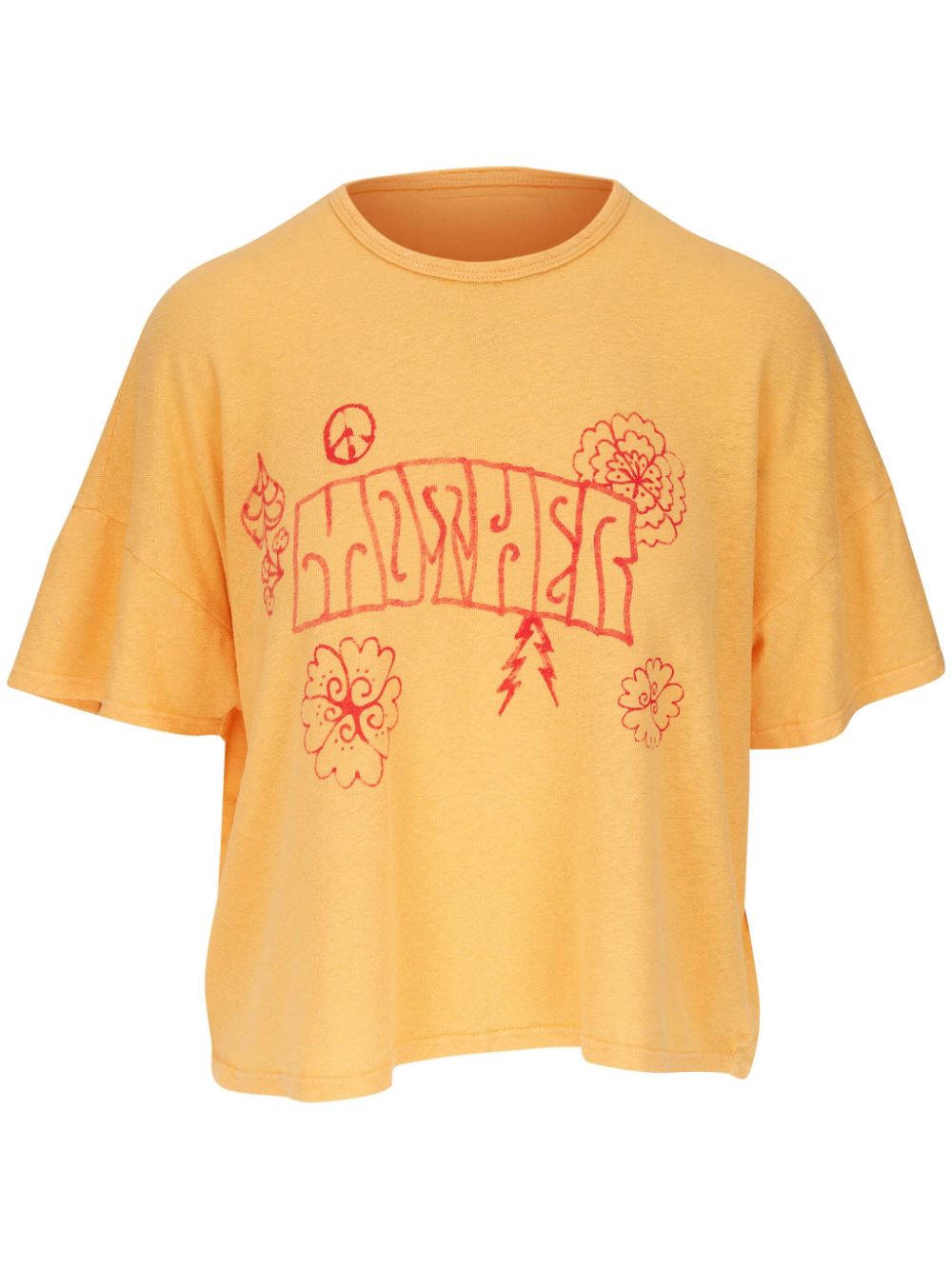 Mother Logo-print Cotton-linen T-shirt In Orange
