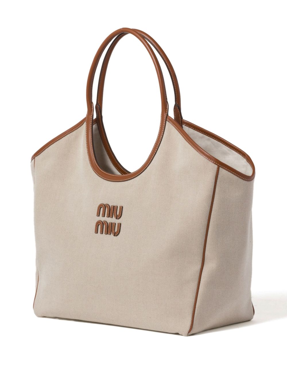 Shop Miu Miu Ivy Tote Bag In Neutrals