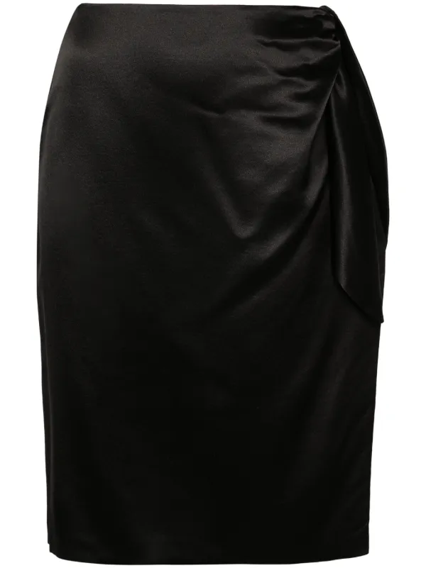 Saint Laurent Knot-detailing Silk Skirt in Black