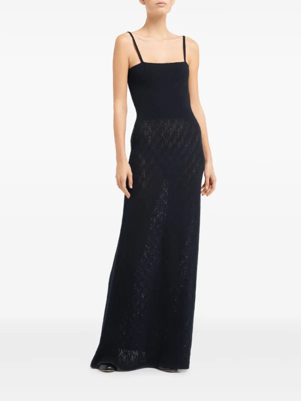 Barrie Knitted Cashmere Lace Maxi Dress - Black