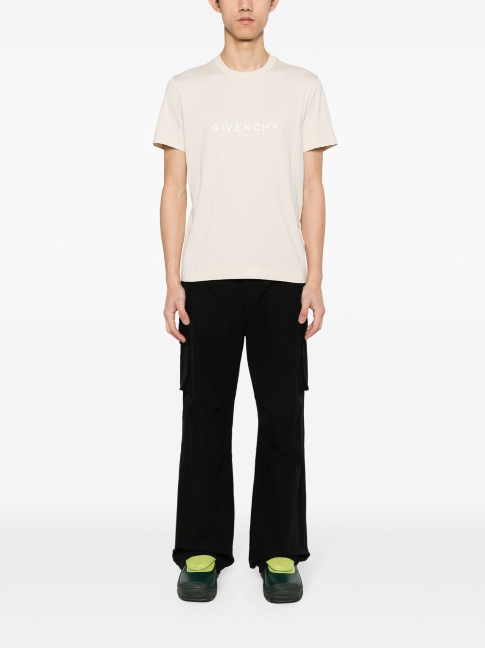 Shop Givenchy Logo-print Cotton T-shirt In Neutrals