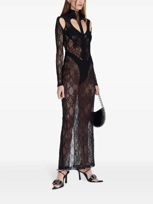 Dion Lee cut-out Lace Maxi Dress | Black | FARFETCH