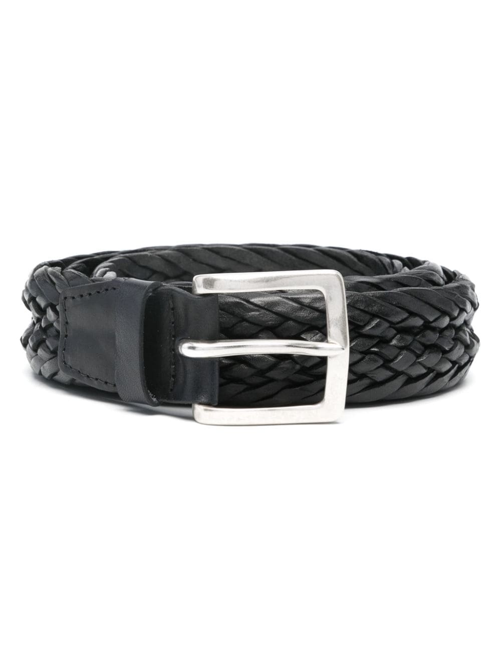 Orciani Braided Leather Belt In Black