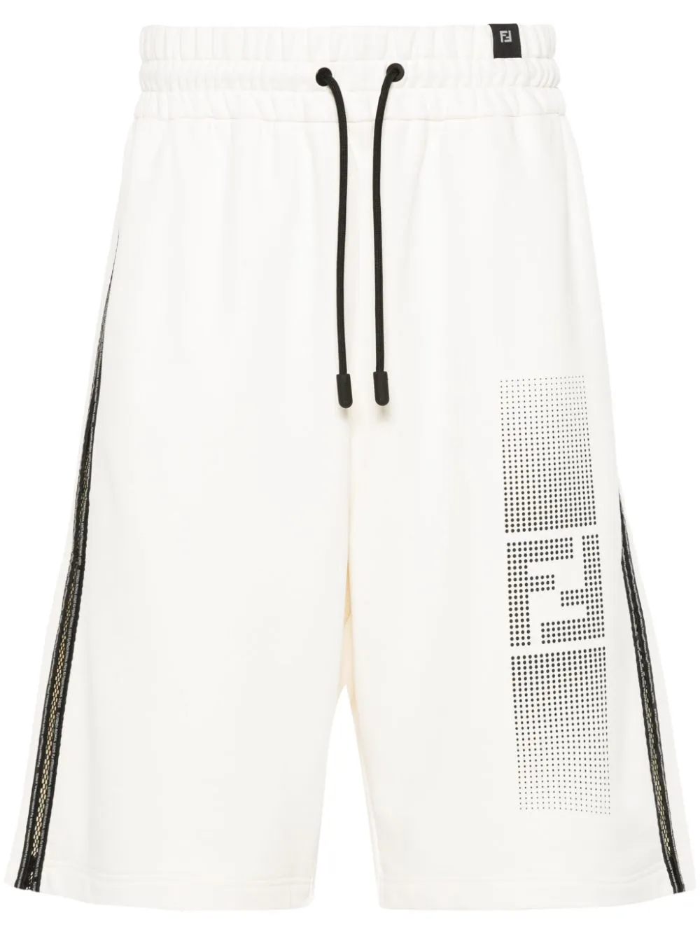 Shop Fendi Side-stripe Track Shorts In Neutrals