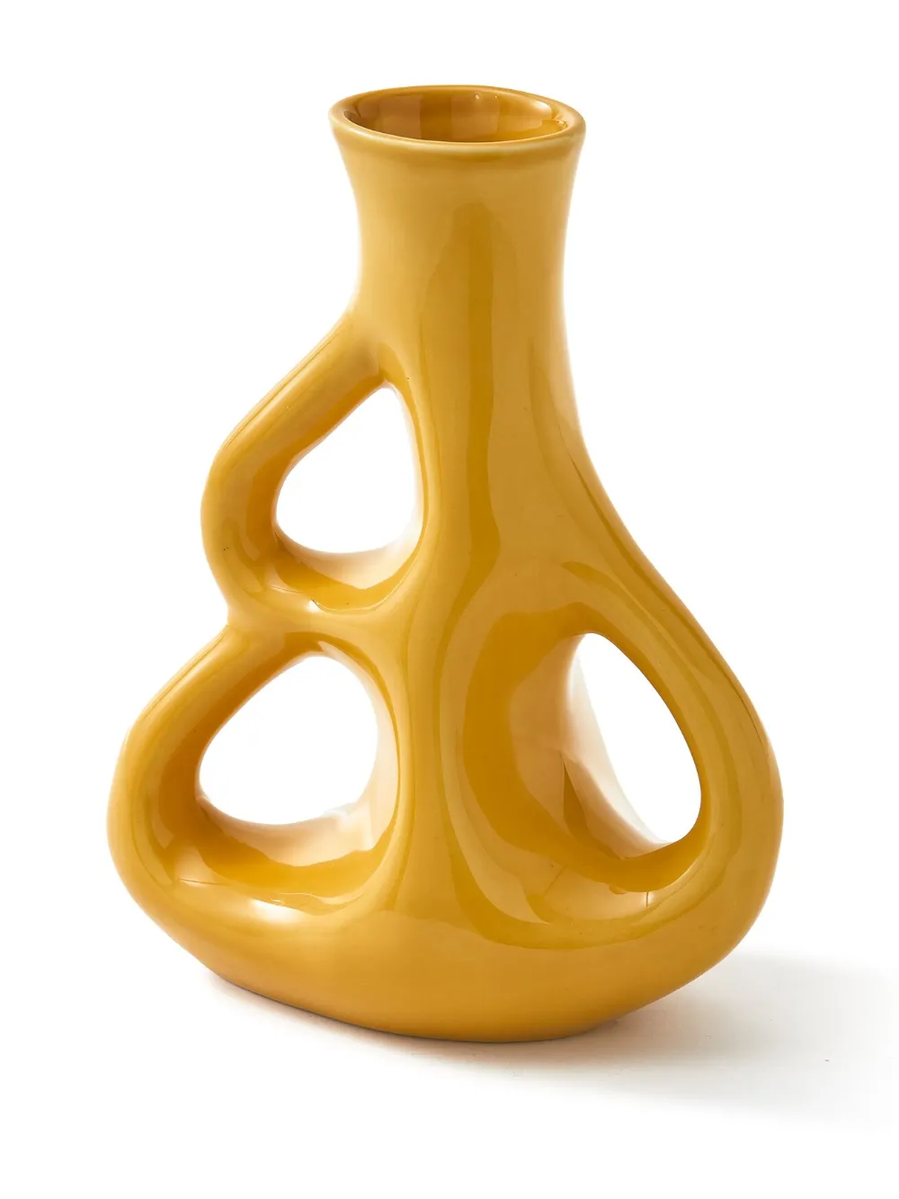 Shop Polspotten Three Ears Ceramic Vase (50.5cm X 22cm) In Yellow