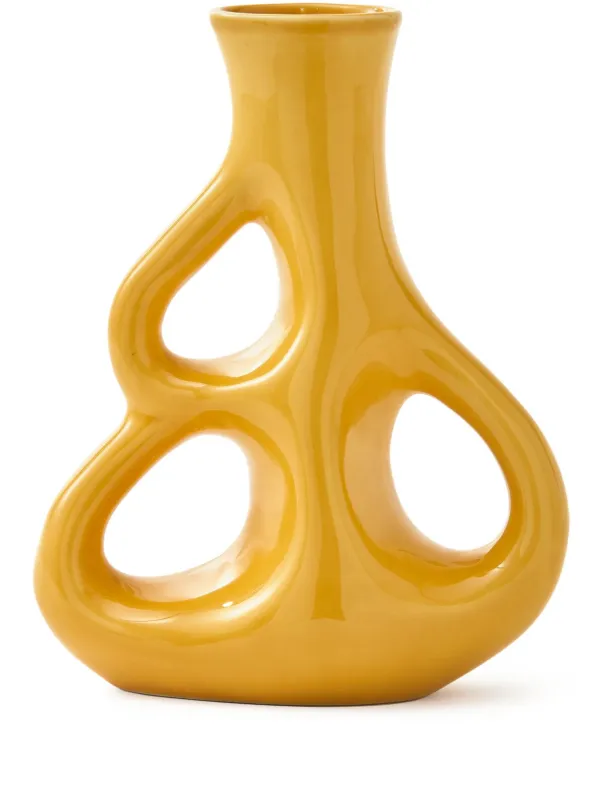 POLSPOTTEN Three Ears Keramikvase (50,5cm x 22cm) | Gelb