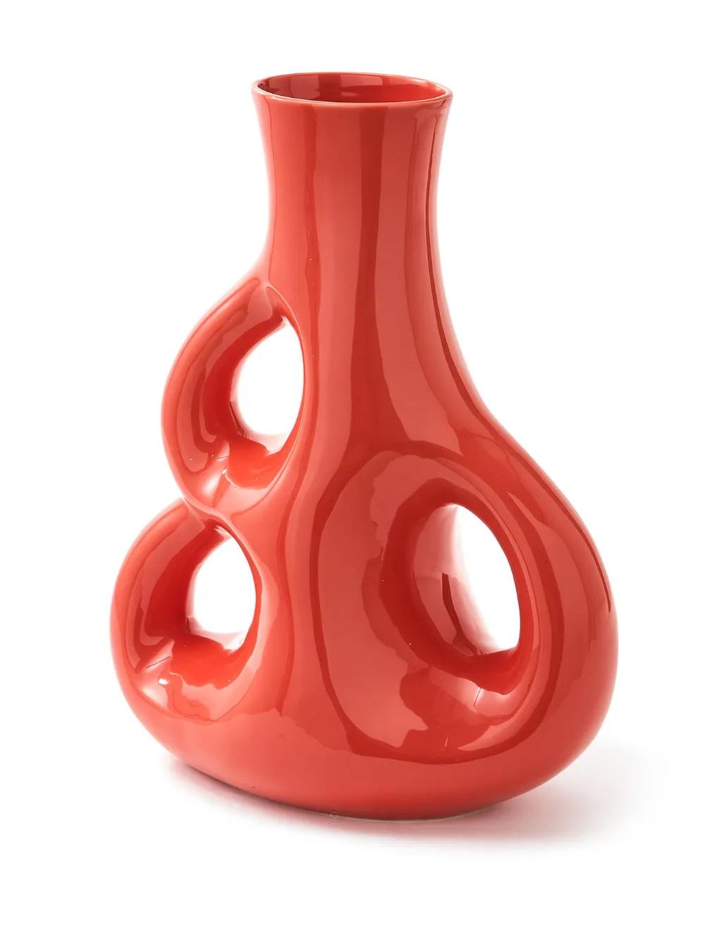 Polspotten Three Ears Ceramic Vase (50.5cm X 38cm) In Red
