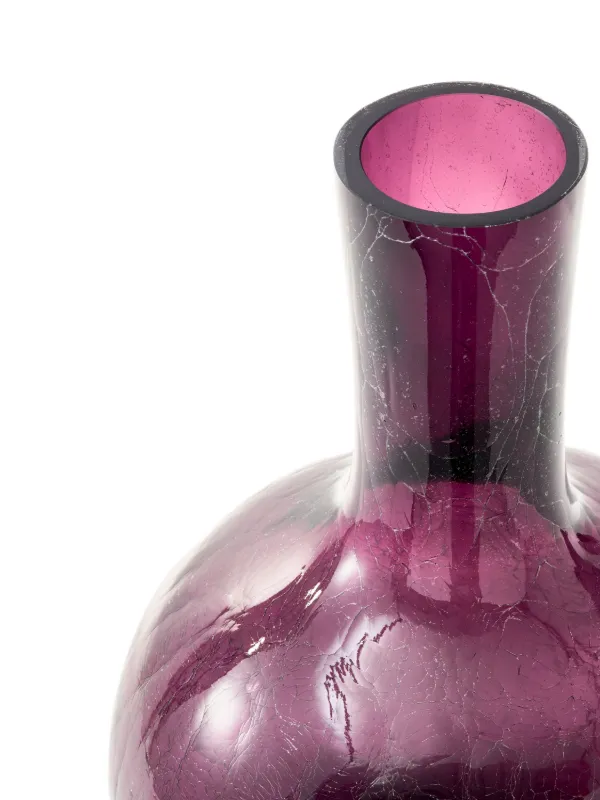 POLSPOTTEN Crackled Glass Ball Body Vase in Purple, Size Large: 19.7
