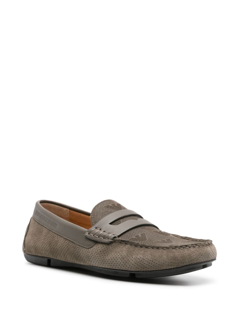Emporio Armani perforated suede loafers - Groen