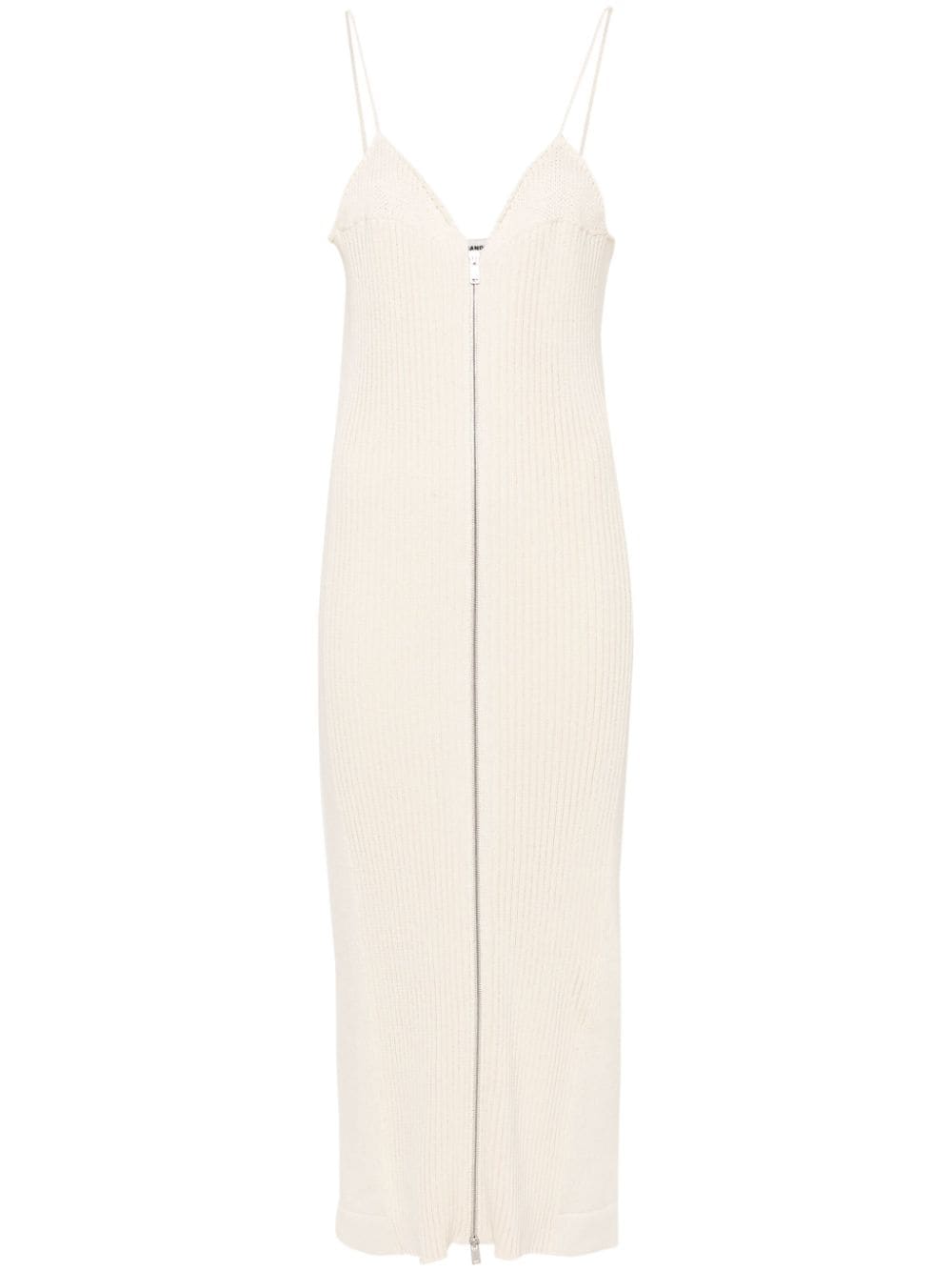 JIL SANDER RIBBED-KNIT COTTON MAXI DRESS 