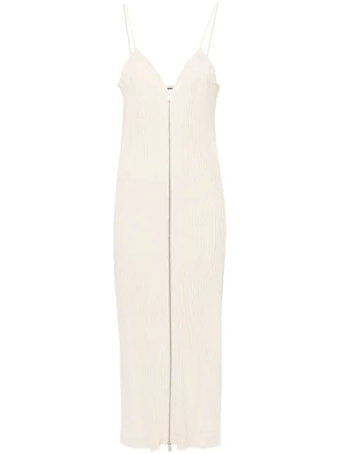 Jil Sander vestido largo con diseño tejido de canalé
