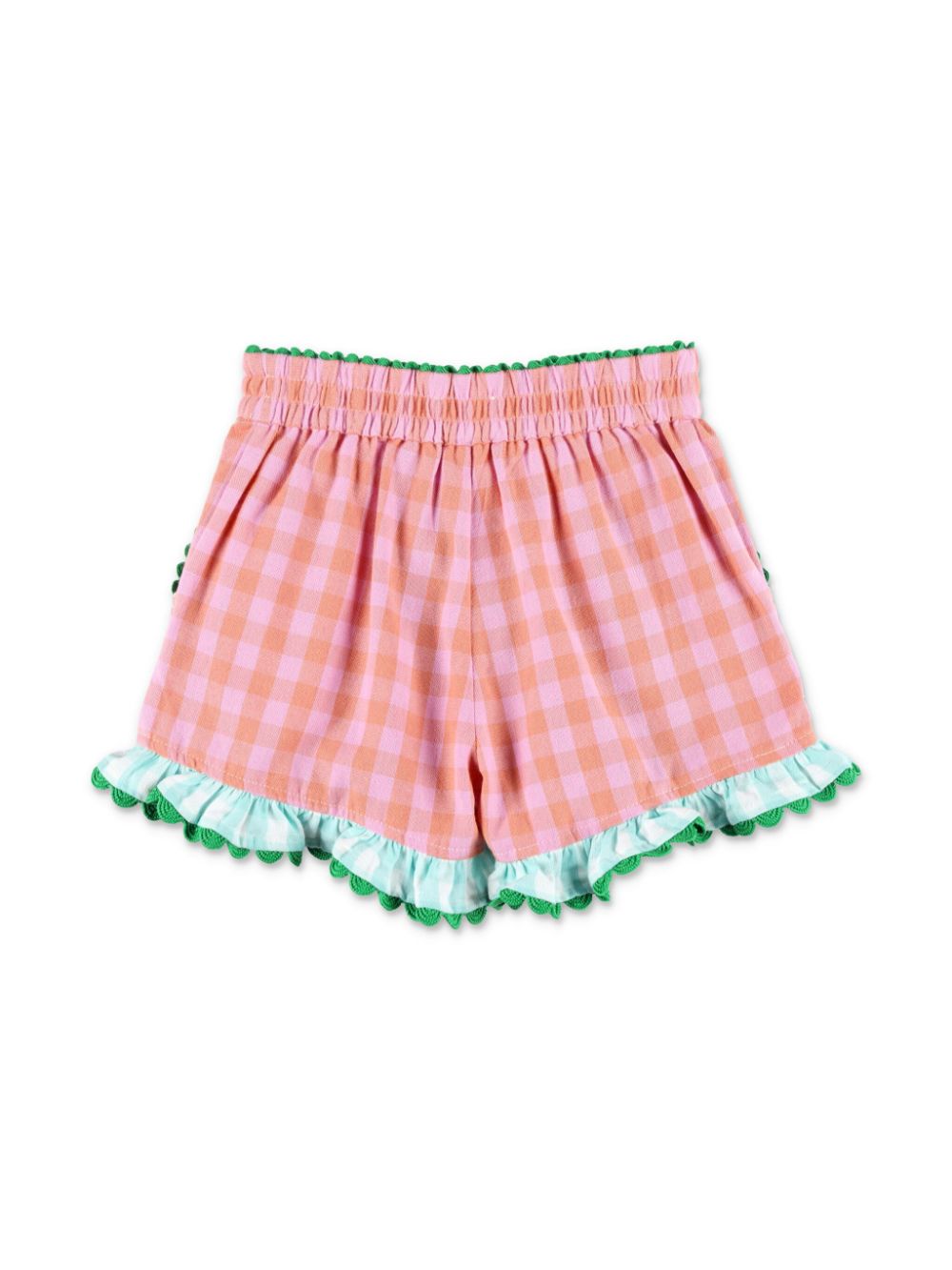 Shop Stella Mccartney Checked Ruffle-trim Shorts In Pink