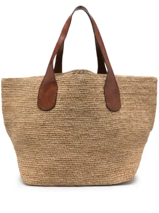 ハンドバッグ IBELIV TOKYO HANDBAG Basket Bag RAFFIA with Leather Handles - Cabas en RAFFIA