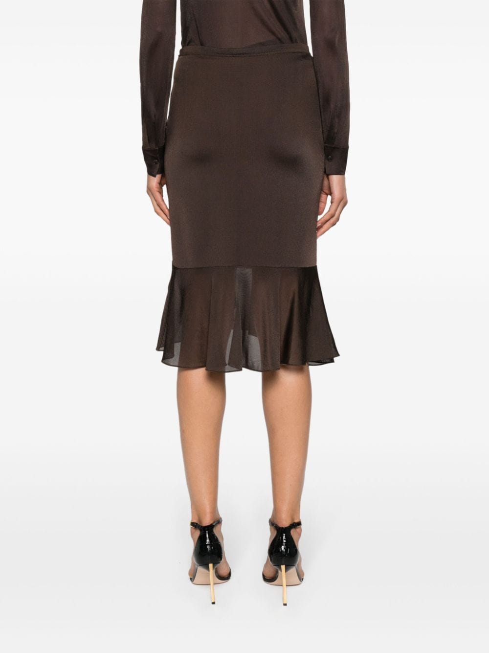 Shop Tom Ford Asymmetric Draped Skirt In Brown