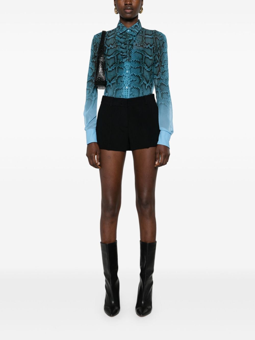 Shop Ermanno Scervino Ruffled Python-print Blouse In Blue