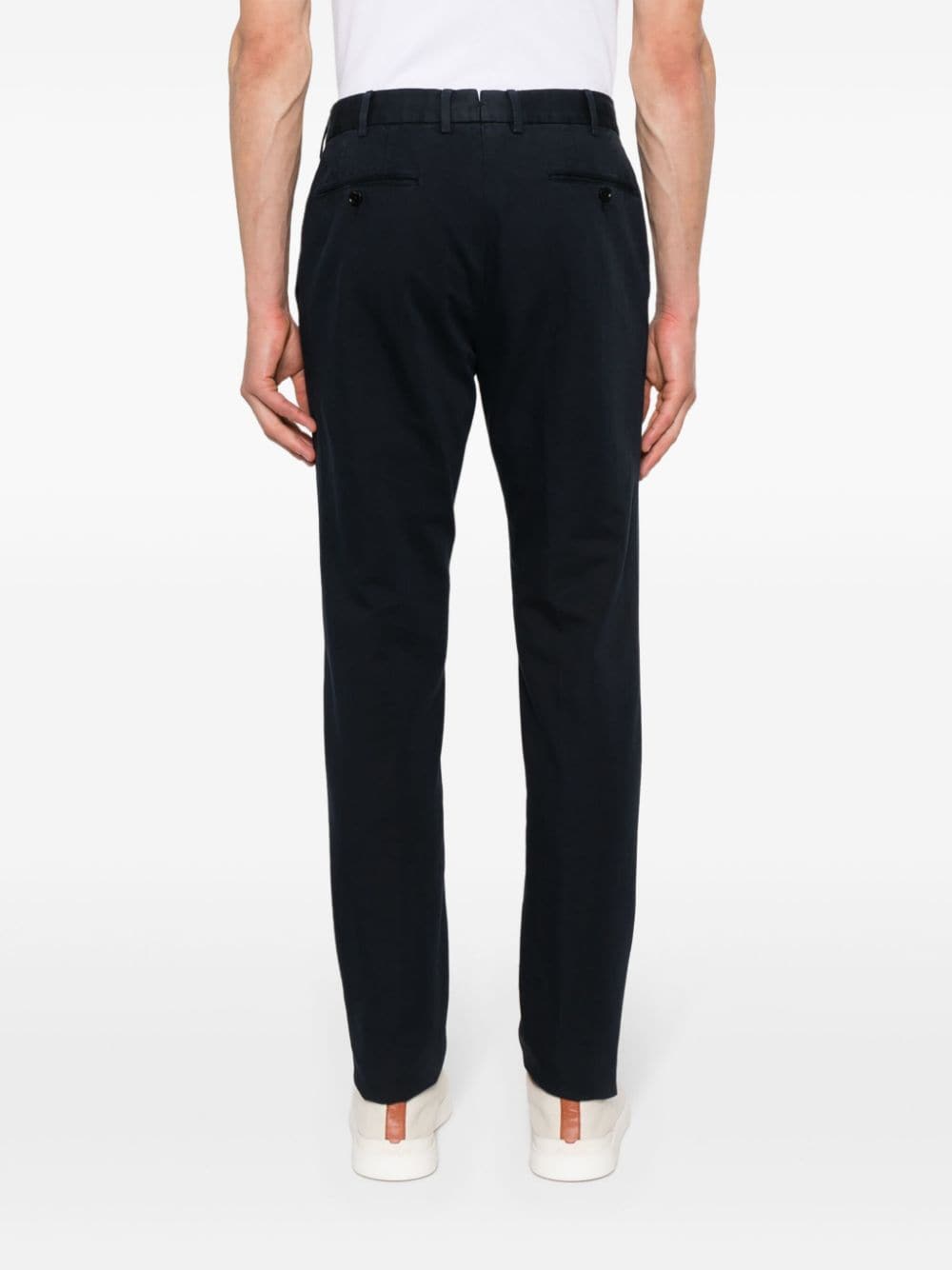 Shop Zegna Twill Tapered Trousers In Blue