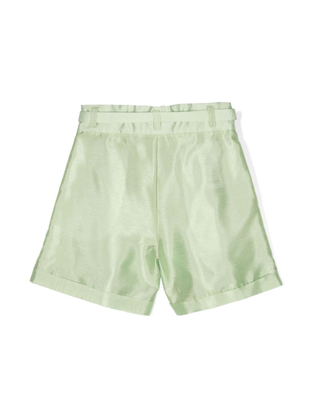 Shop Miss Grant Shantung Belted Shorts In Green