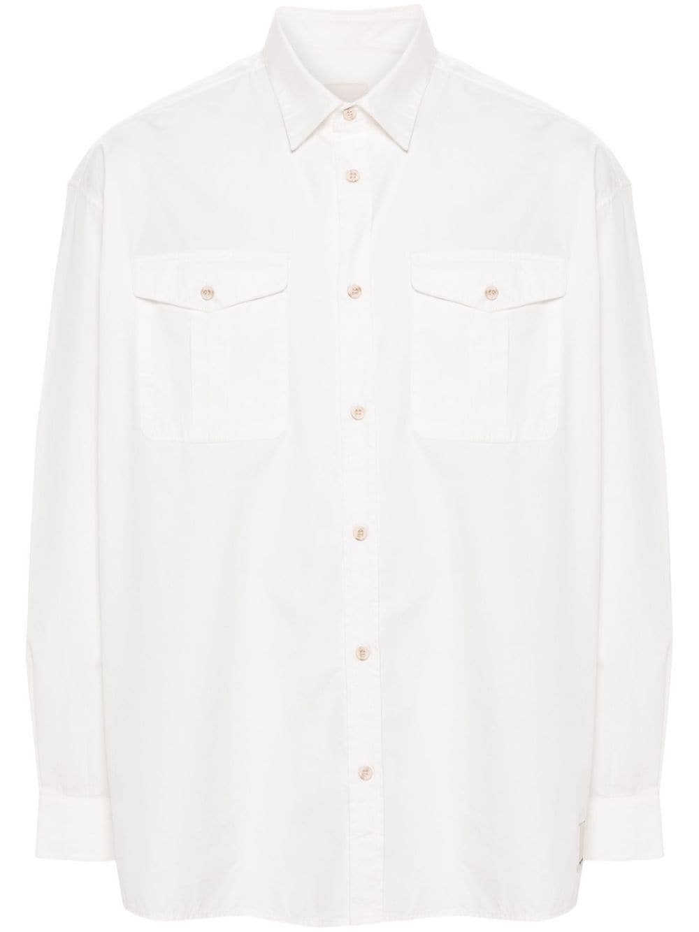 Shop Emporio Armani Chest-pockets Cotton Shirt In White