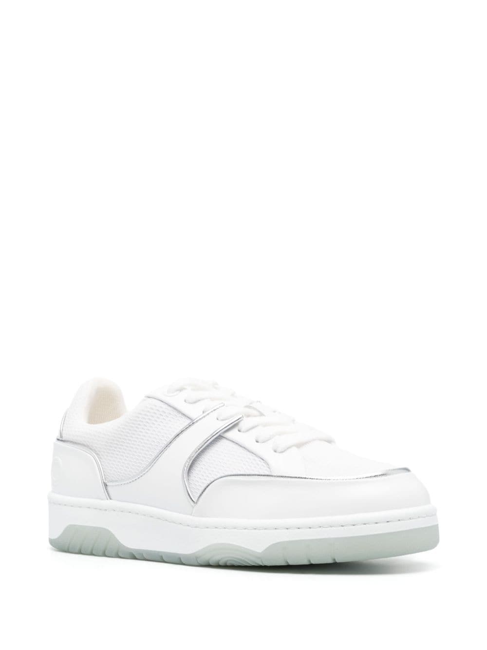 Shop Iro Alex Mesh Leather Sneakers In White