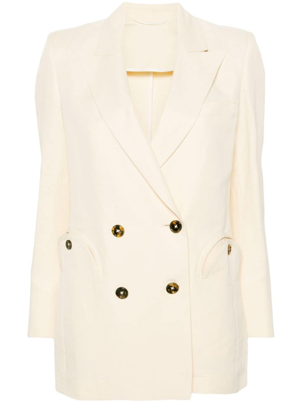 Shop Blazé Milano Savannah Butter Everyday Double-breasted Blazer In Neutrals