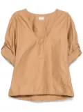Saint Laurent Henley twill-weave blouse - Neutrals