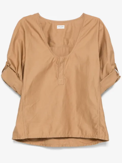 Saint Laurent Henley twill-weave blouse