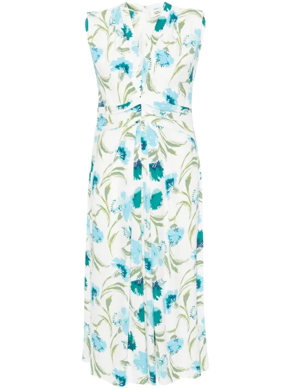 【完売必至】DIANE von FURSTENBERG Gil 花柄シャツドレス DVF Diane Von Furstenberg floral-print Twill Dress | White