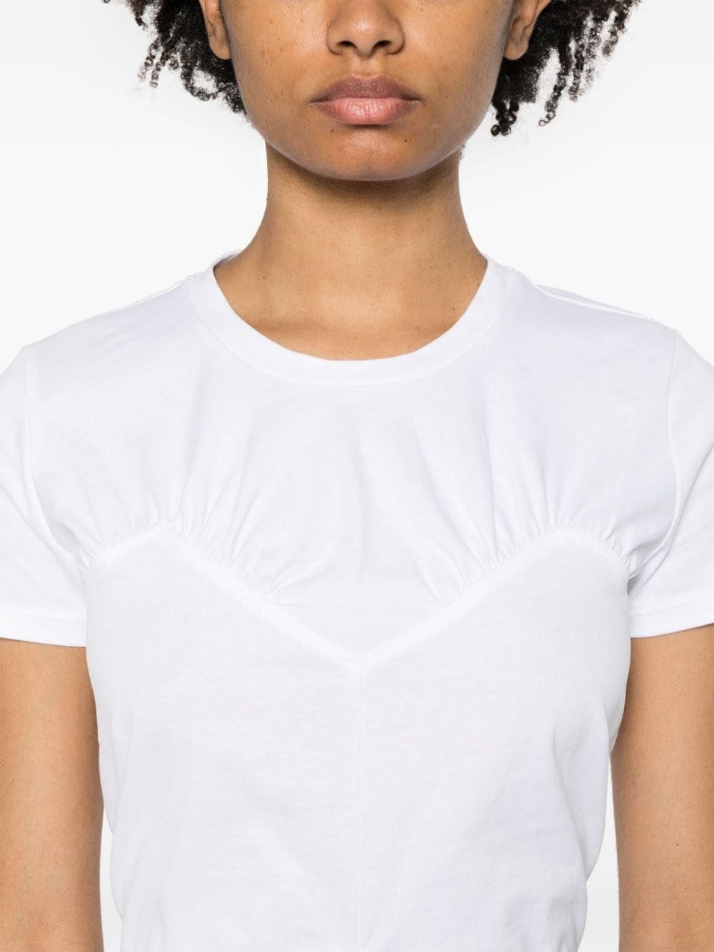 Shop Elisabetta Franchi Logo-pin Cropped T-shirt In White