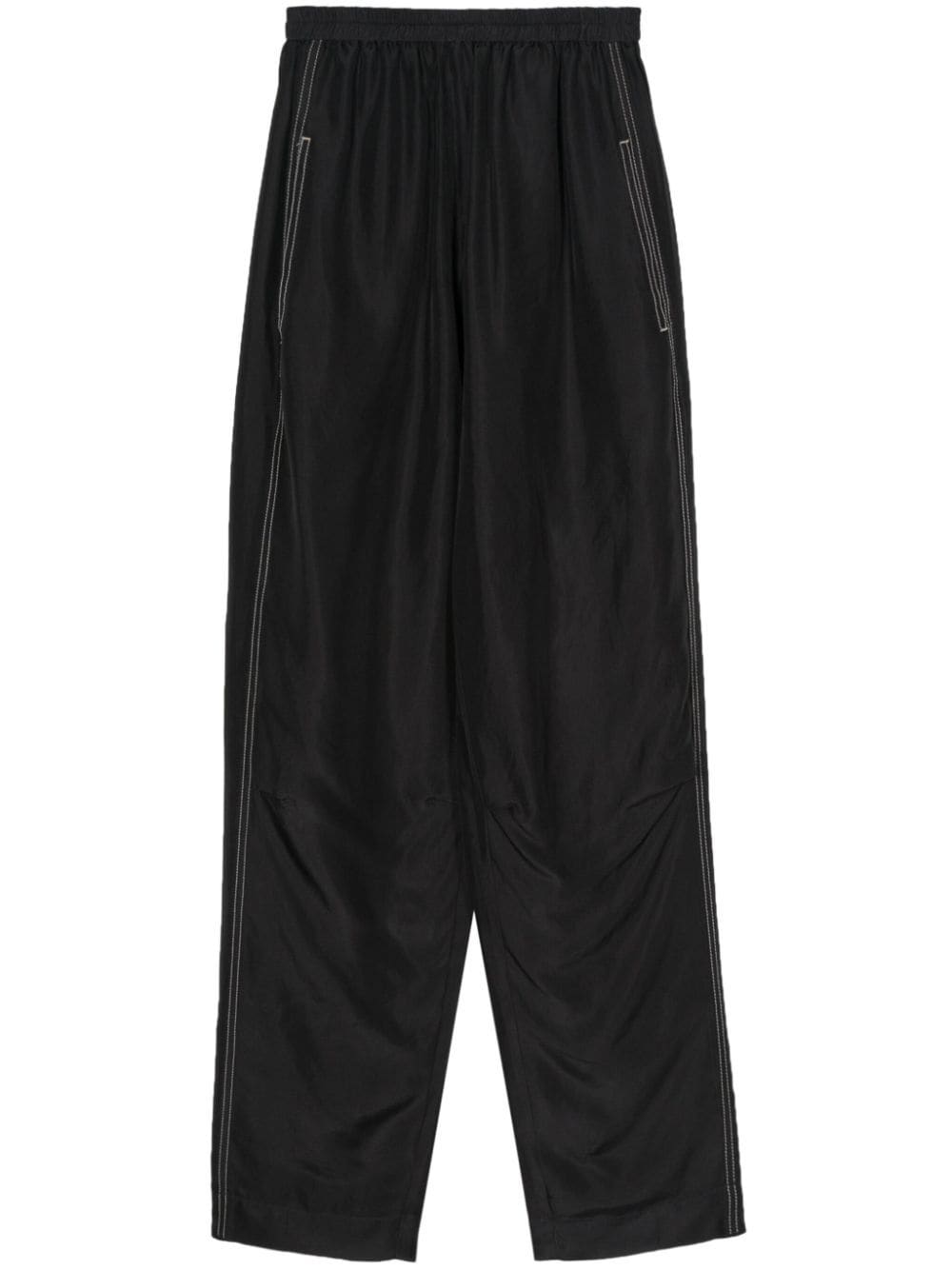 Shop Tela Silk Tapered Trousers In Black