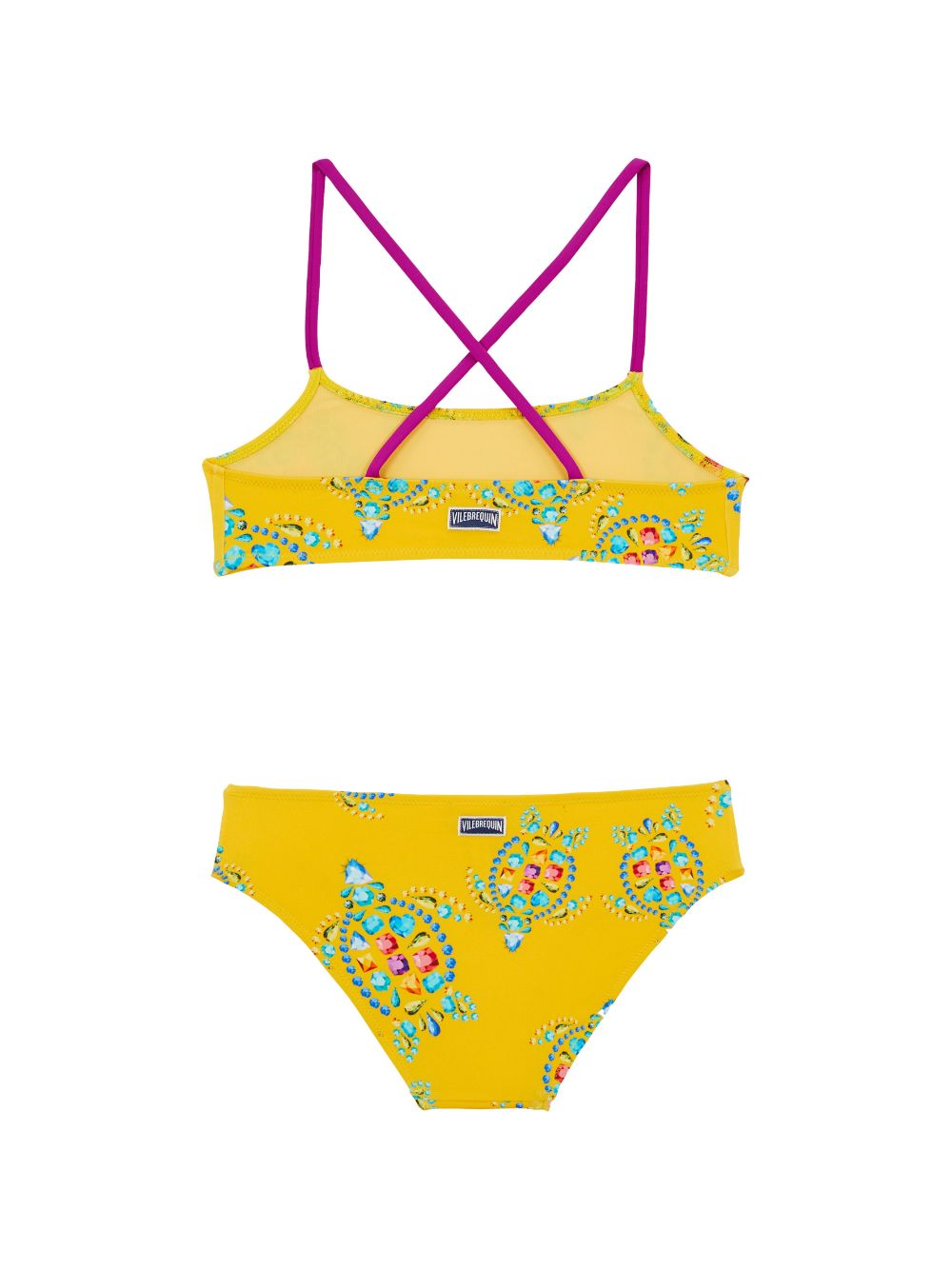 Shop Vilebrequin Gemstone-print Criss-cross Bikini In Yellow