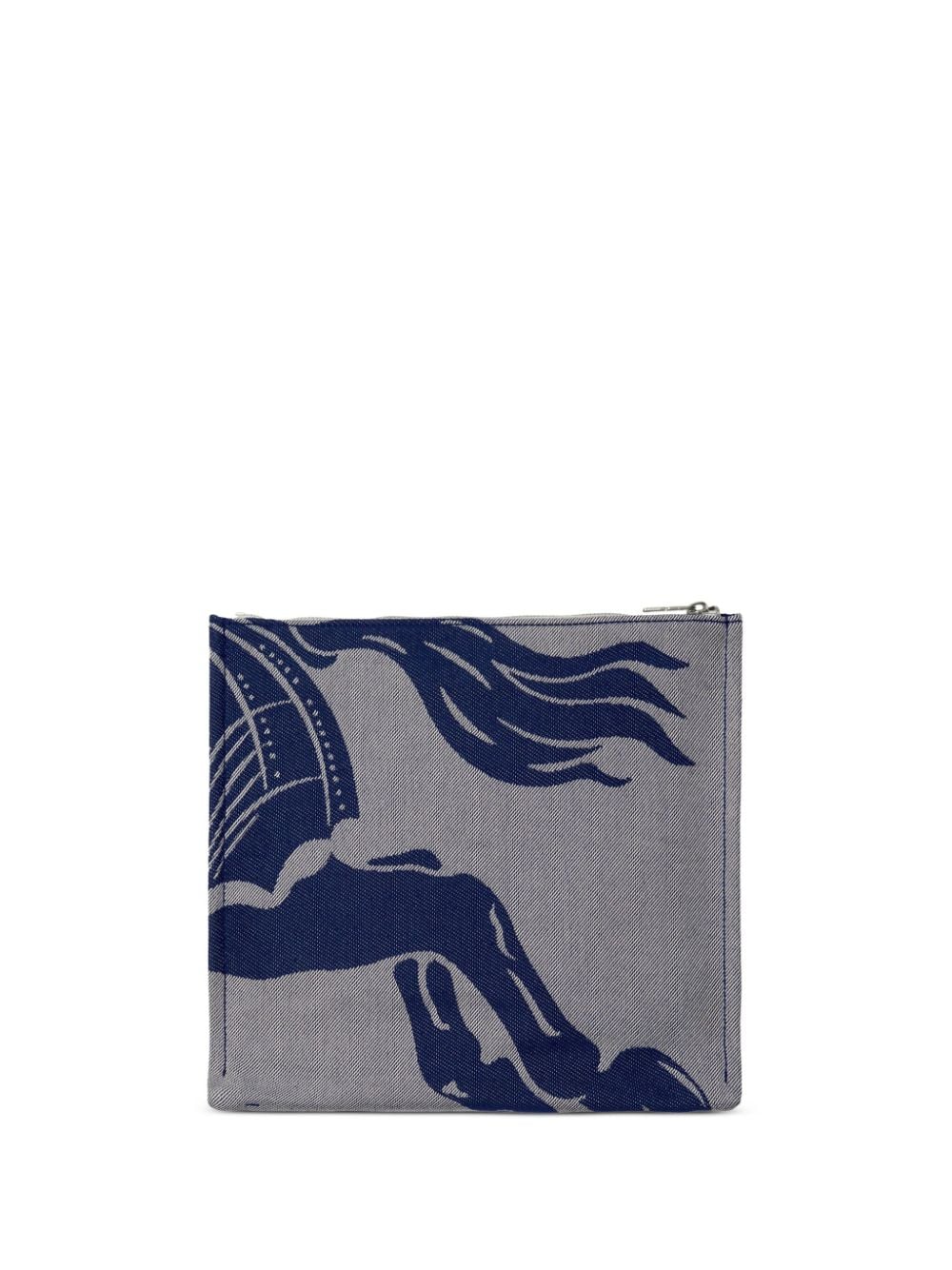 Shop Burberry Logo-print Canvas Clutch Bag In Blue