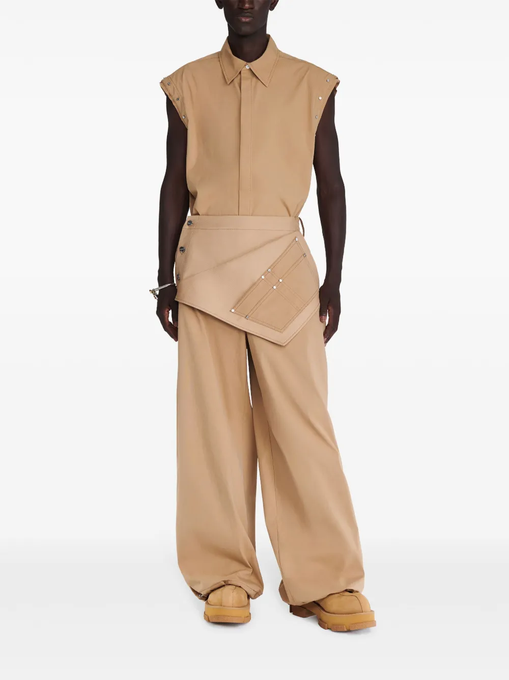 Dion Lee Foldover Parachute broek met wijde pijpen Beige