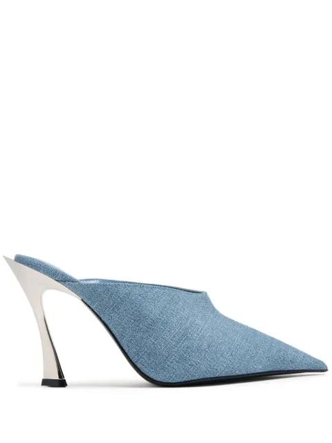 Mugler denim pointed toe mules 