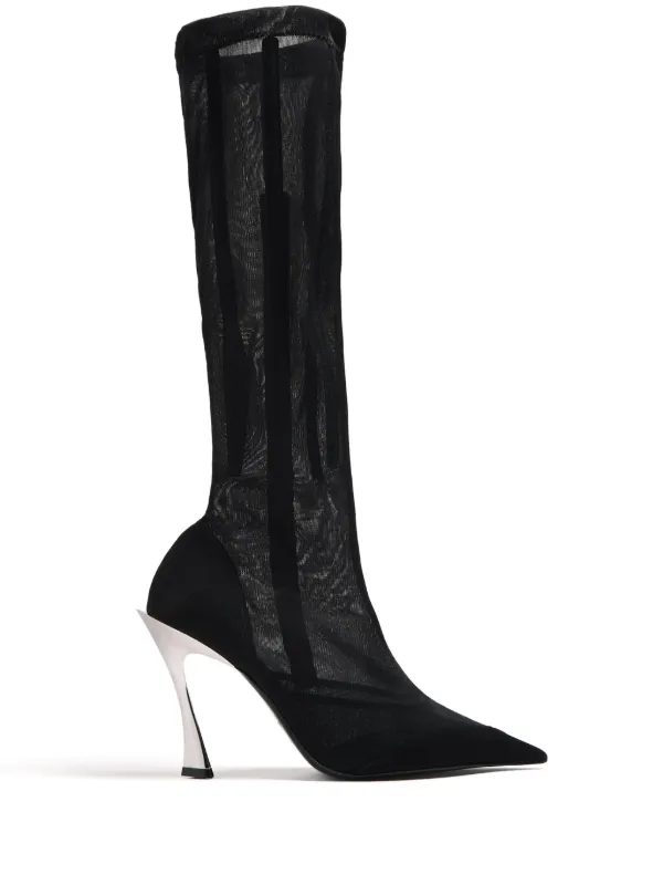 Mugler Fang 95mm Mesh Boots in Black