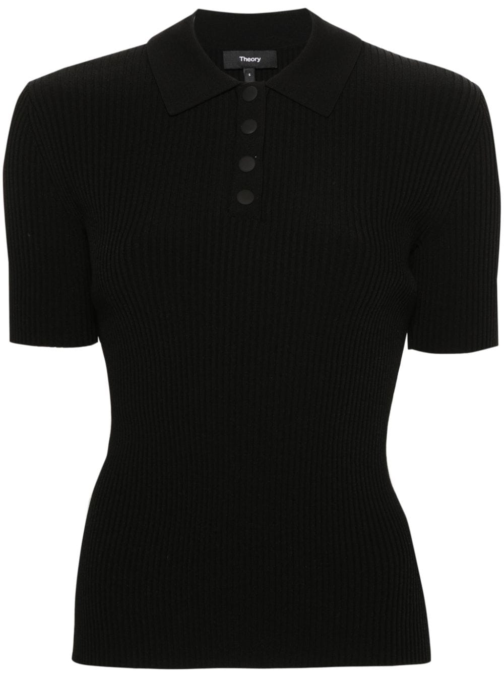 Shop Theory Ribbed Polo Shirt In Schwarz
