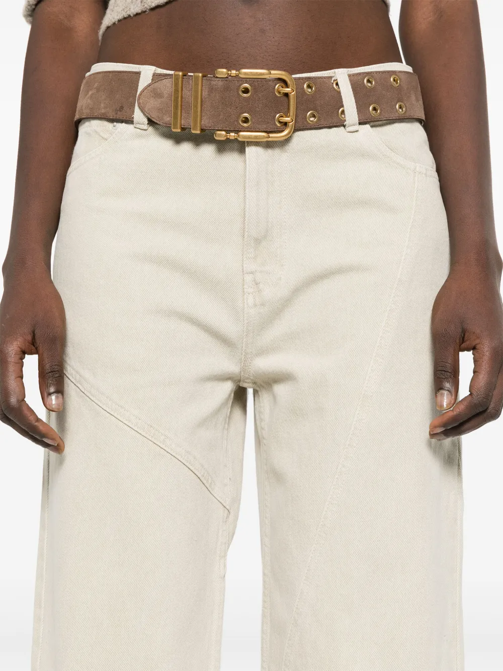 Shop Gimaguas Beverly Low-rise Straight-leg Jeans In Neutrals