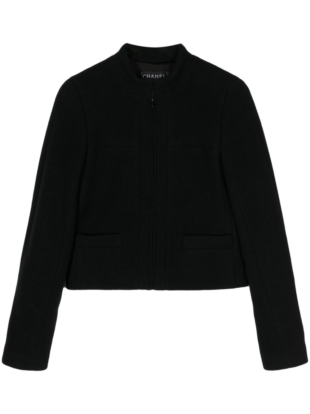 Pre-owned Chanel 2003 Zip-up Textured Jacket In Black