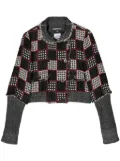 CHANEL Pre-Owned 2007 checked frayed-trim jacket - Black