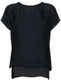 Emporio Armani sheer-panels striped T-shirt - Blue