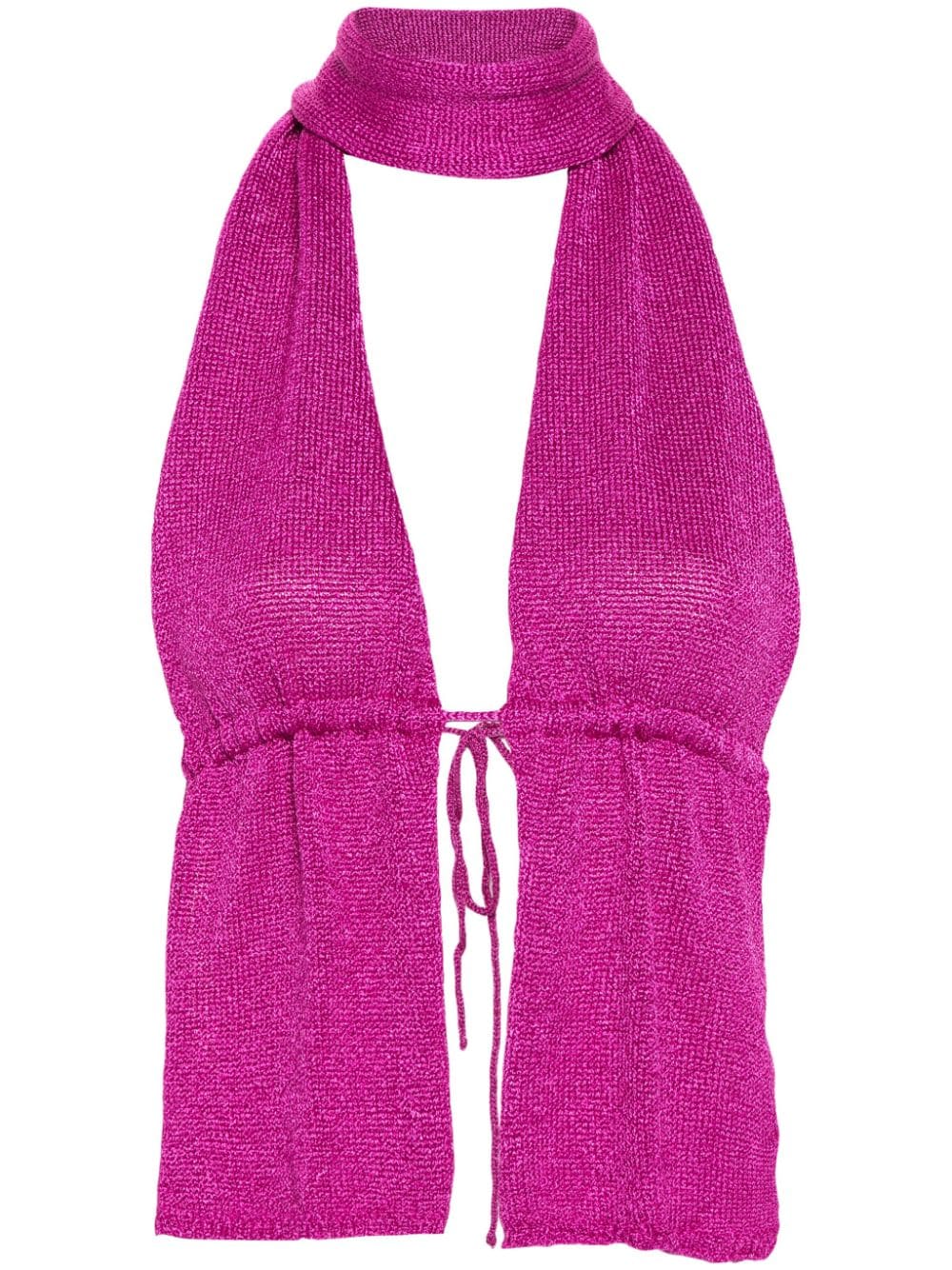 Gimaguas Brillo Open-back Knitted Top In Pink