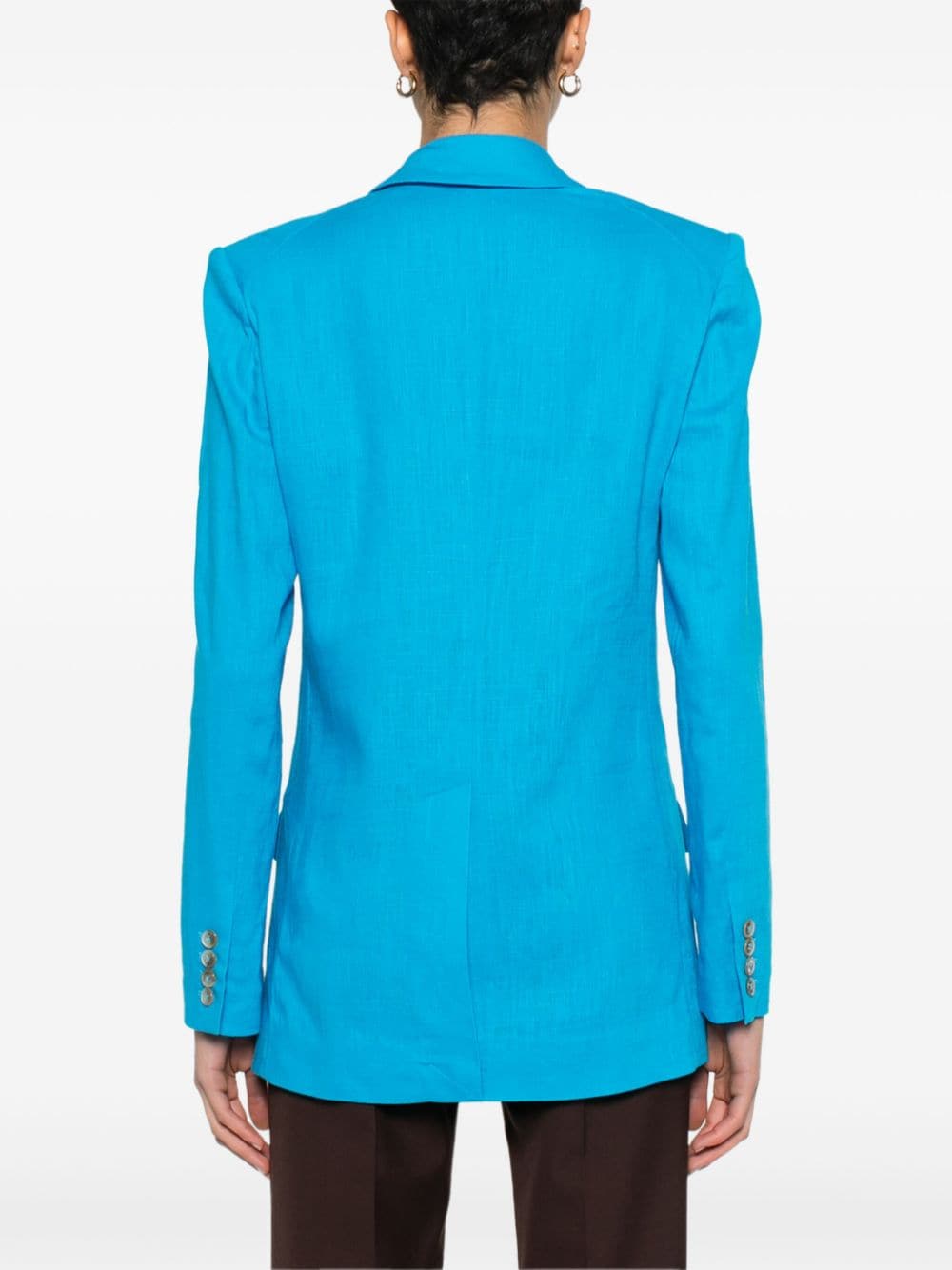 Shop Diane Von Furstenberg Chambray Double-breasted Blazer In Blue