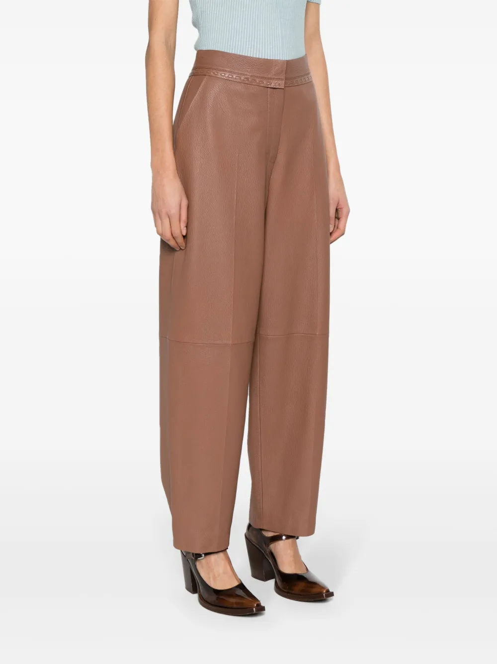 FENDI Leren straight broek Bruin