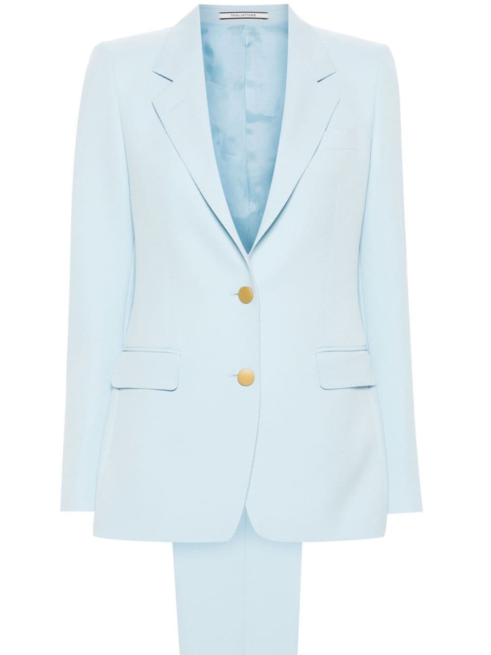 Tagliatore Crepe Single-breasted Suit In Blue