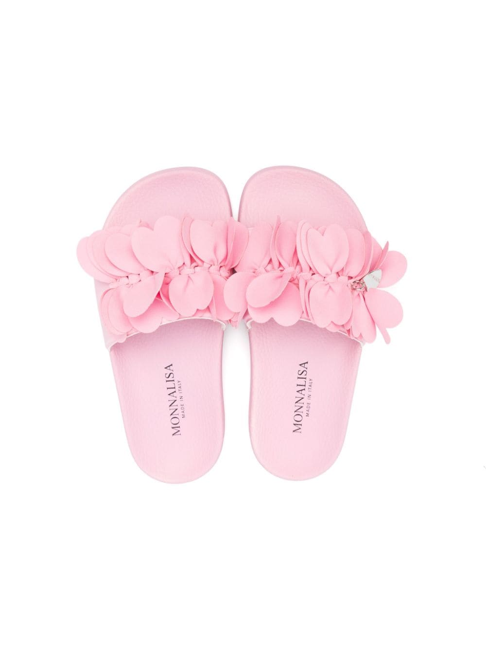 Shop Monnalisa Floral-appliqué Slides In Pink