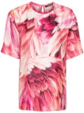 Roberto Cavalli plumage-print silk T-shirt - Pink
